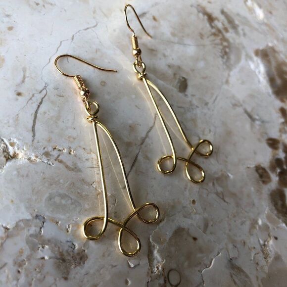 14k Gold Plated Filigree Swirl Dangle Earrings - Picture 7 of 8